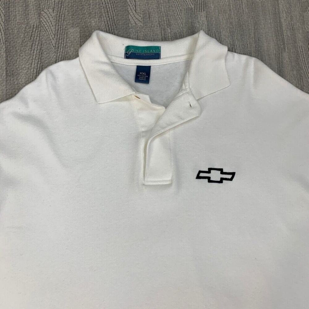 Vintage Chevrolet Polo Shirt Mens XXL 2XL Snow Cotton Pine Island Golf Made USA - Picture 3 of 8